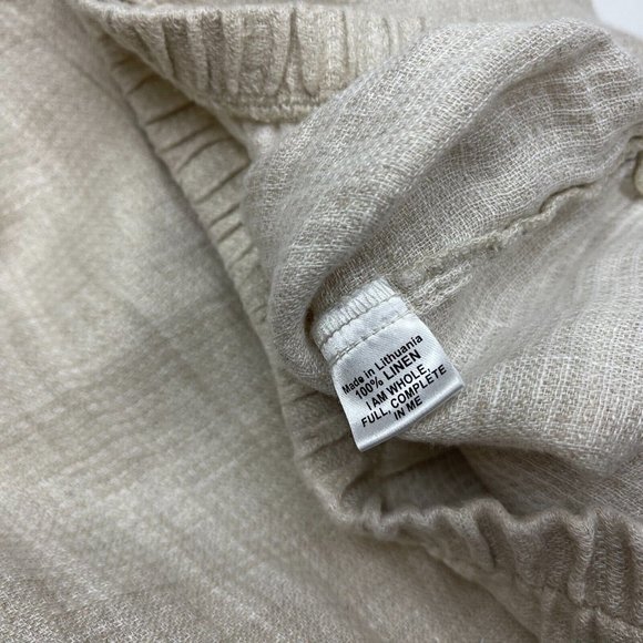 Flax Linen Ankle Pants Tapered Leg Elastic Waist Flat‎ Front Lightweight Women L - Picture 10 of 11